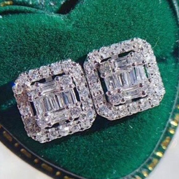 Sparkling Clear CZ Unique Design Stud Earrings for Women, MLNN1066 - Picture 1 of 6